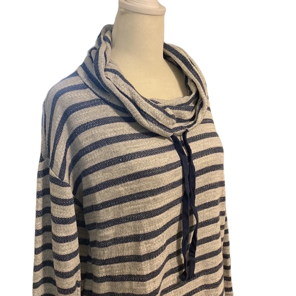 SUNDAY cowl neck lightweight knit striped pullover